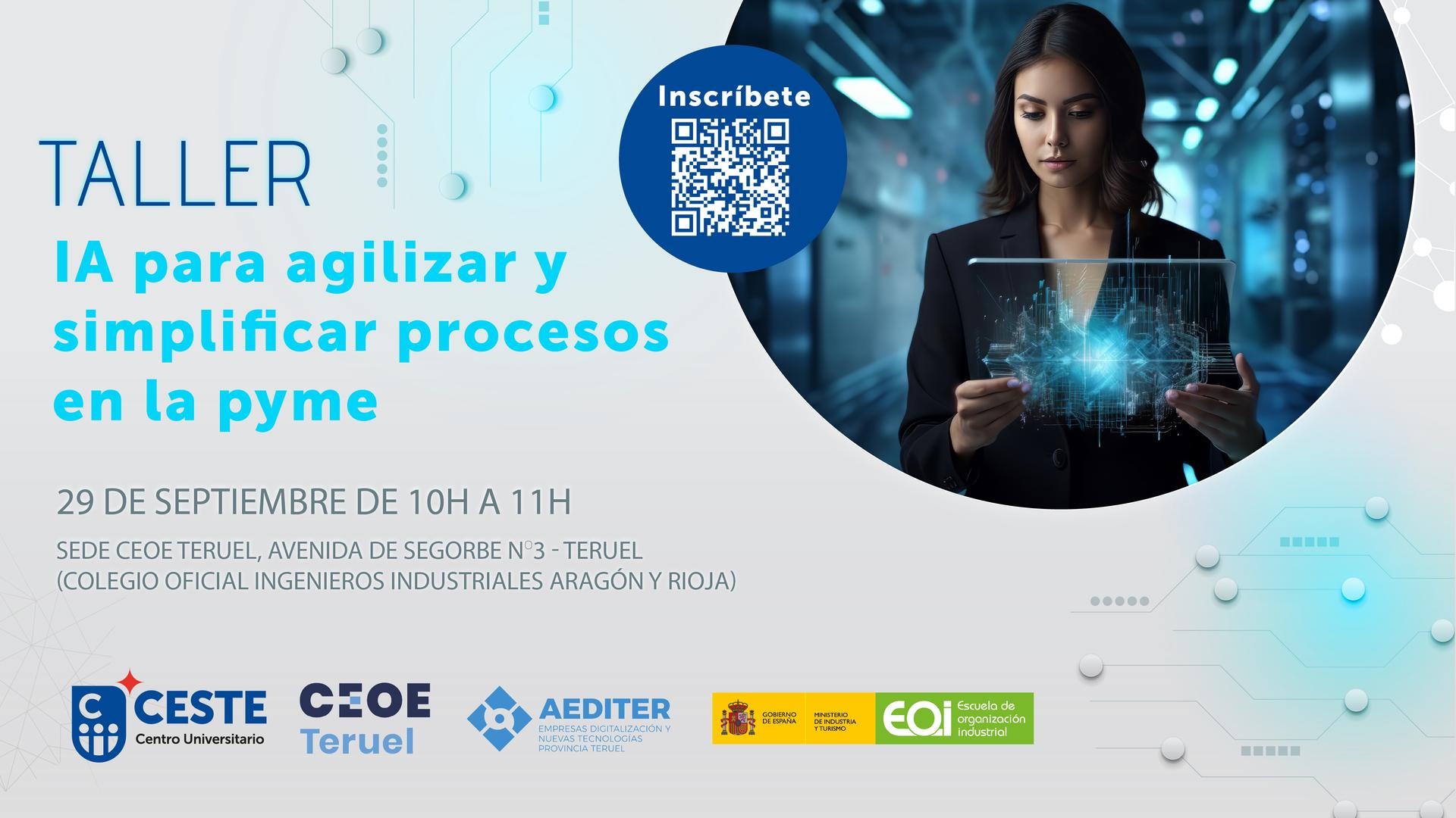 TALLER IA PARA AGILIZAR Y SIMPLIFICAR PROCESOS EN LA PYME Img Taller IA procesos pymes 12 1 1 Asociación Empresarial de Instalaciones Eléctricas de Teruel
